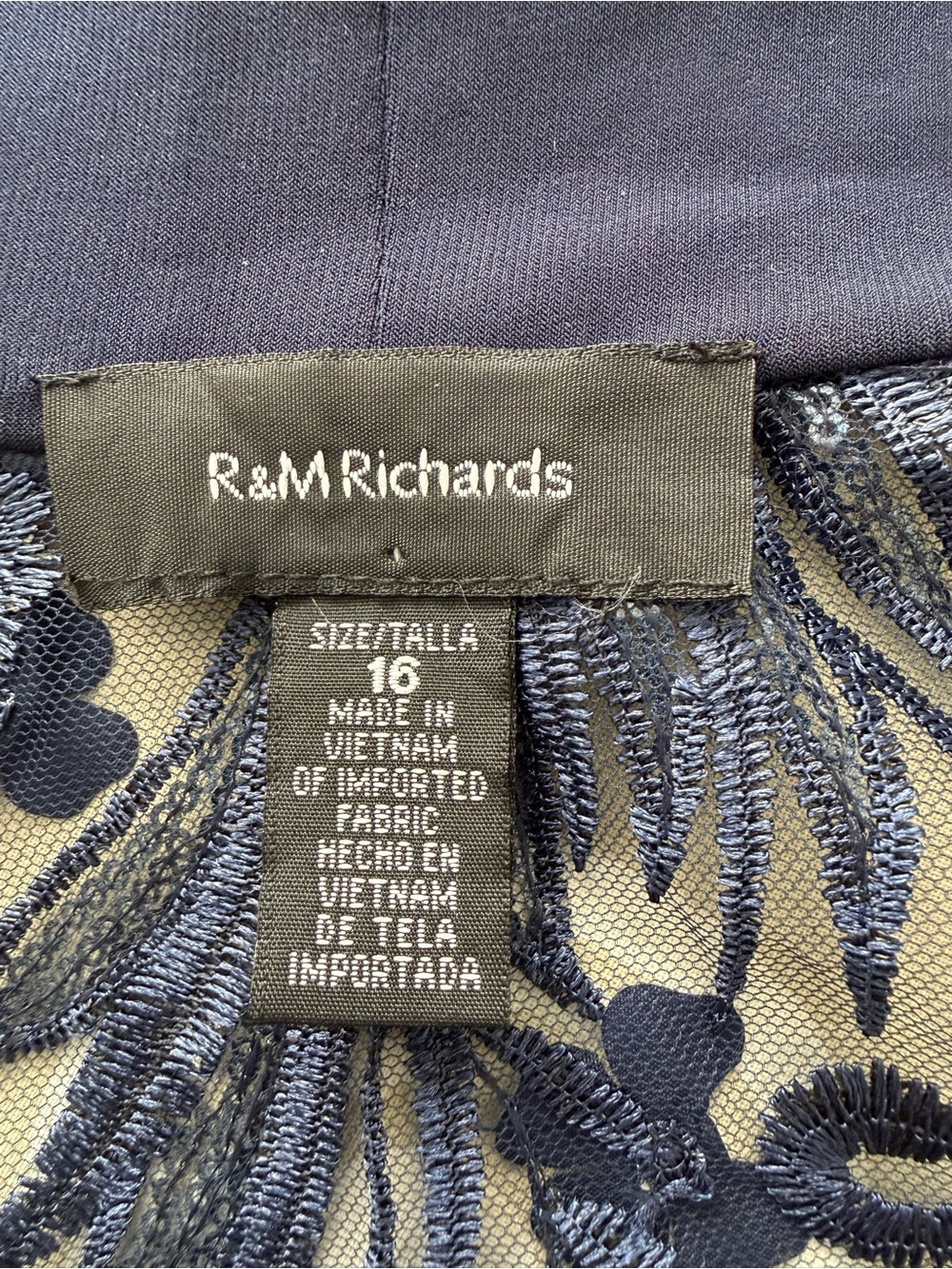 R &M Richards lace jacket elegant dressy navy blue size 16 preloved - Picture 8 of 10